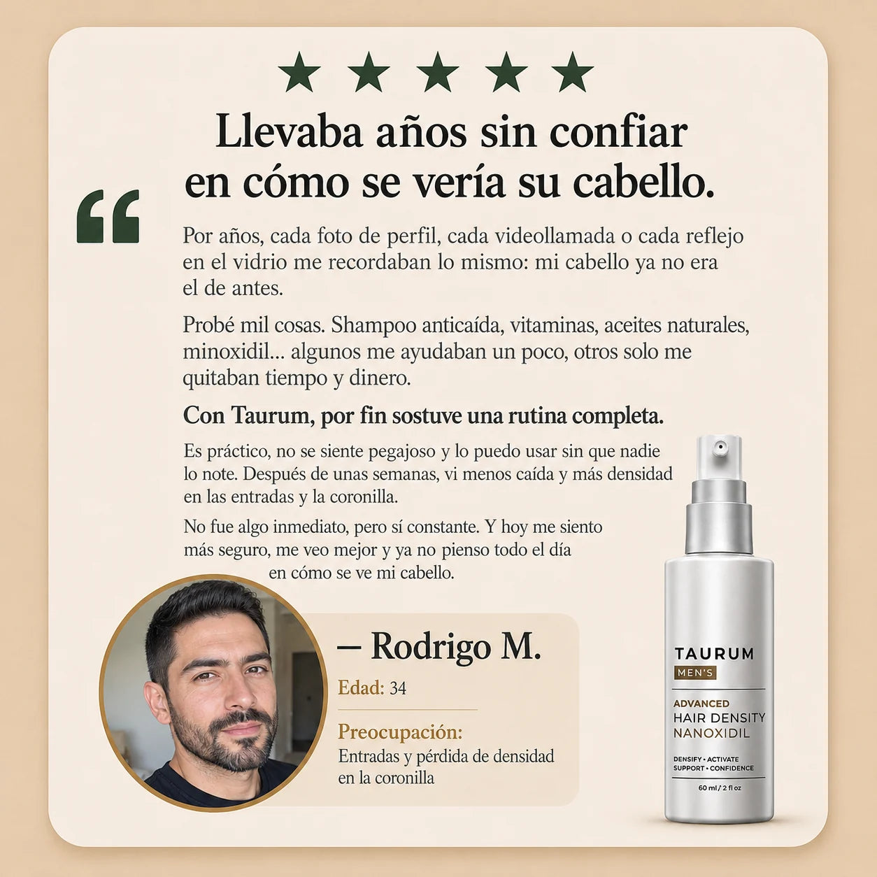 Taurum® Spray Crecimiento capilar Nanoxidil 5%